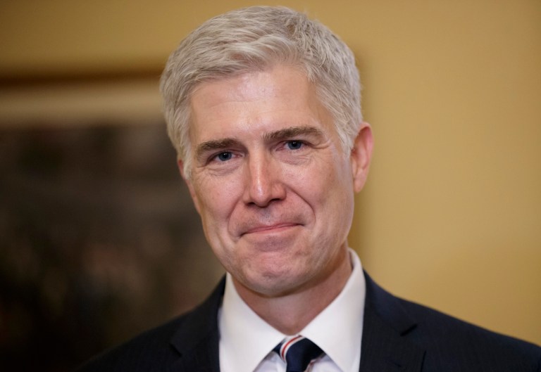 Gorsuch argued that his federal court had to defer to the judgment of the state trial court in the death penalty case. (AP Photo/J. Scott Applewhite)
		