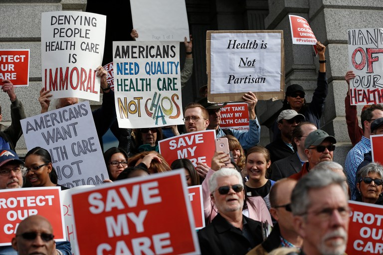 Texas Rep. Mike Burgess could say only that the healthcare law will be gone before the next CPAC. (AP Photo/Brennan Linsley)