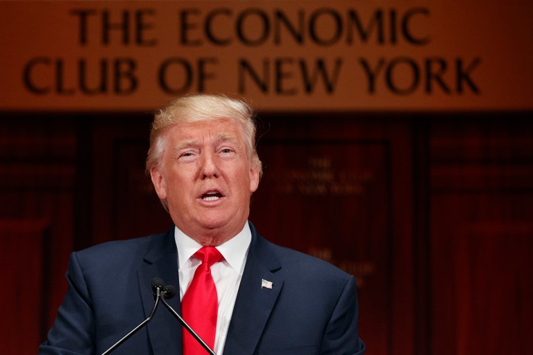 Republican presidential candidate Donald Trump said Hillary Clinton's victory would doom the U.S. to 