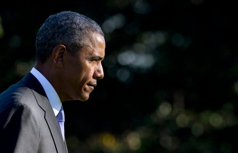 President Barack Obama returns to the White House in Washington, Tuesday, Aug. 25, 2015, from a trip to Las Vegas. (AP Photo/Manuel Balce Ceneta)