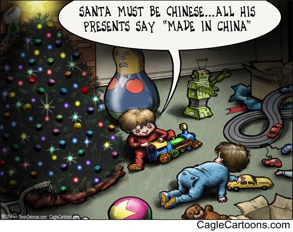 Editorial cartoon: Santa must be Chinese