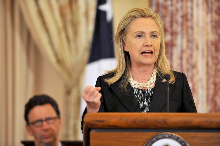 Outlining her economic agenda in a speech Monday, Hillary Clinton took aim at her Republican rivals for what she described as 