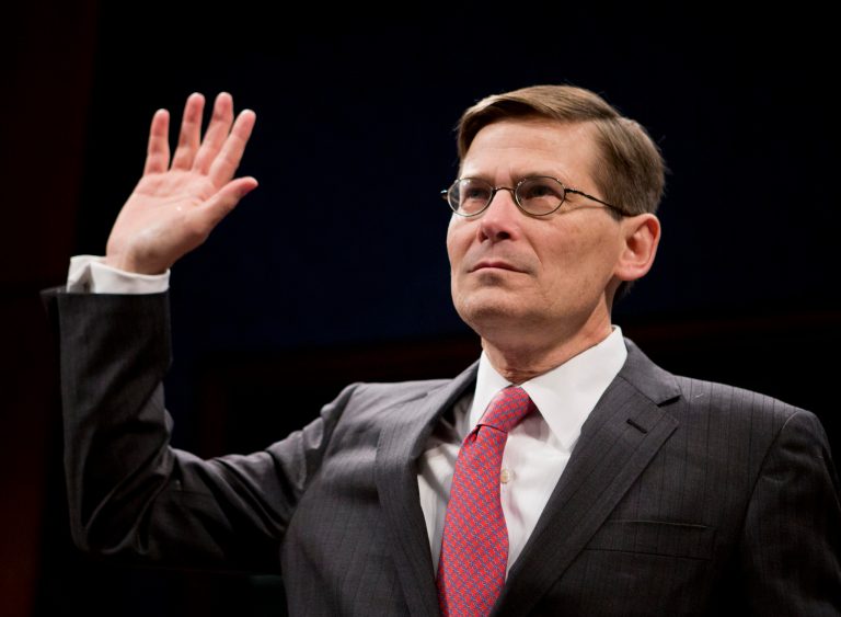 Former CIA Deputy Director Michael Morrell is sworn-in on Capitol Hill in Washington, Wednesday, April 2, 2014, prior to testifying before the House Intelligence Committee. Morrell, who edited the widely debunked talking points on the 2012 Benghazi attack, answered questions from the House intelligence committee in a rare open session. The hearing provides Morrell with a chance to explain why he deleted references to al-Qaida.  (AP Photo/Manuel Balce Ceneta)