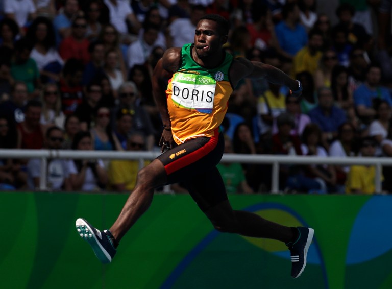 Troy Doris, representing his parents' home country of Guyana, finished seventh in the triple jump competition Tuesday. His best distance was 16.9 meters, less than one meter behind the gold medal-winning distance. (AP Photo/Matt Slocum)