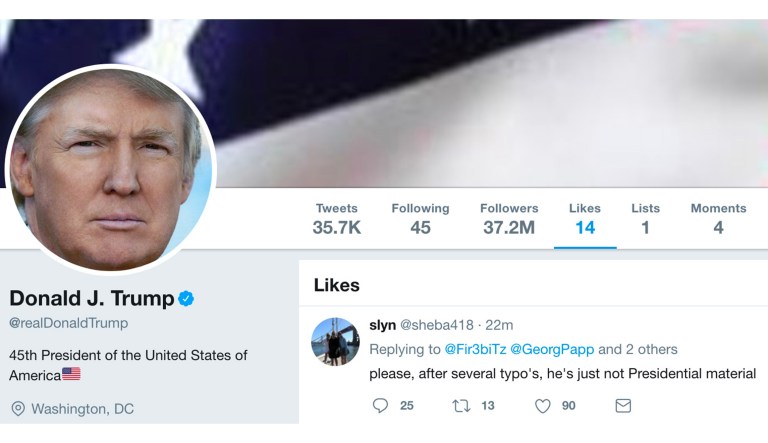President Trump on Friday liked a tweet that said he's 