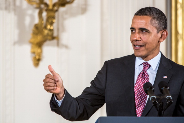 WASHINGTON, DC - FEBRUARY 1: President Barack Obama speaks before awarding the National Medals of Science and the National Medals of Technology and Innovation in a ceremony at the White House on February 1, 2013 in Washington, DC. The National Medal of Science recognizes individuals who have made outstanding contributions to science and engineering, while the National Medal of Technology and Innovation recognizes those who have made lasting contributions to America's competitiveness and quality of life and helped strengthen the Nation's technological workforce. (Photo by Brendan Hoffman/Getty Images)