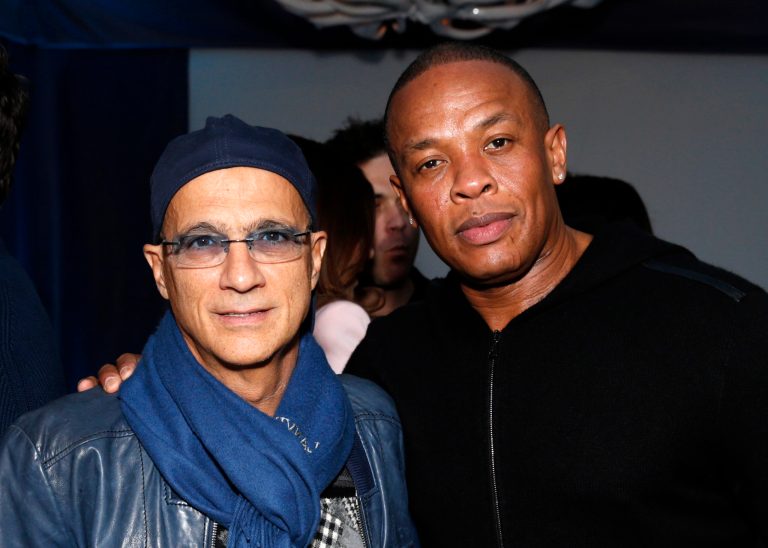 FILE - This Feb. 10, 2013 file photo shows music industry entrepreneur Jimmy Iovine, left, and hip-hop mogul Dr. Dre at a Grammy Party in Los Angeles. Dre, whose real name is Andre Young, and Iovine have donated a combined $70 million to create a new institute at the University of Southern California, the school announced Tuesday, May 14. (Photo by Todd Williamson/Invision/AP, file)
