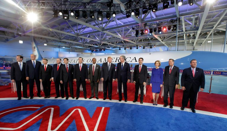 Fiorina, Carson and Christie attempted to paint themselves as political outsiders Wednesday evening. (AP Photo)