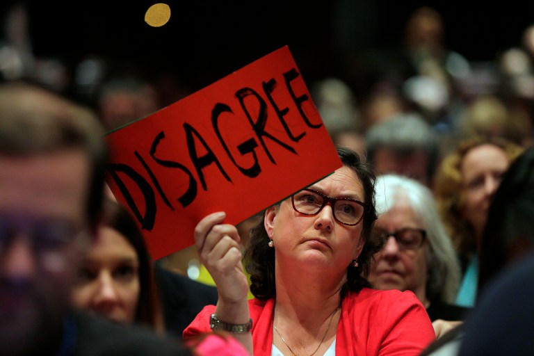 They say local groups in every congressional district are using its guide to learn how to counter Trump. (Tanya Breen/The Asbury Park Press via AP)