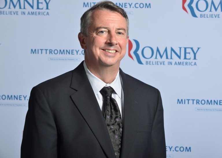 Former Mitt Romney campaign advisor Ed Gillespie is photographed at the Romney campaign's Boston headquarters in June 2012. (AP Photo/Josh Reynolds)