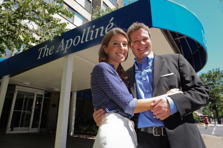 Homebuyers Timothy Fox and his girlfriend Charlotte Fouch, outside the Apolline apartment building in Washington D.C., Wednesday, July 25, 2012 (Graeme Jennings / Washington Examiner)