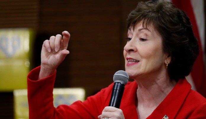 "I don't think that provision should be in the bill," Collins said. "I think the Senate should follow the lead of the House and strike it." (AP Photo/Robert F. Bukaty)