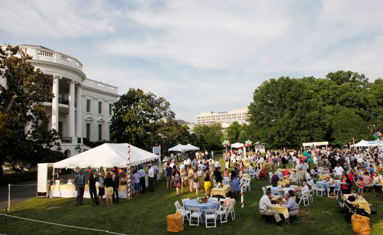   FILE - In this June 15, 2011, file photo, the South Lawn of the White House is seen during the Congressional Picnic hosted by President Barack Obama and first lady Michelle Obama in Washington. The annual summer picnic for members of Congress and their families, scheduled for September 2013, has been canceled, the White House said. (AP Photo/Pablo Martinez Monsivais, file)  