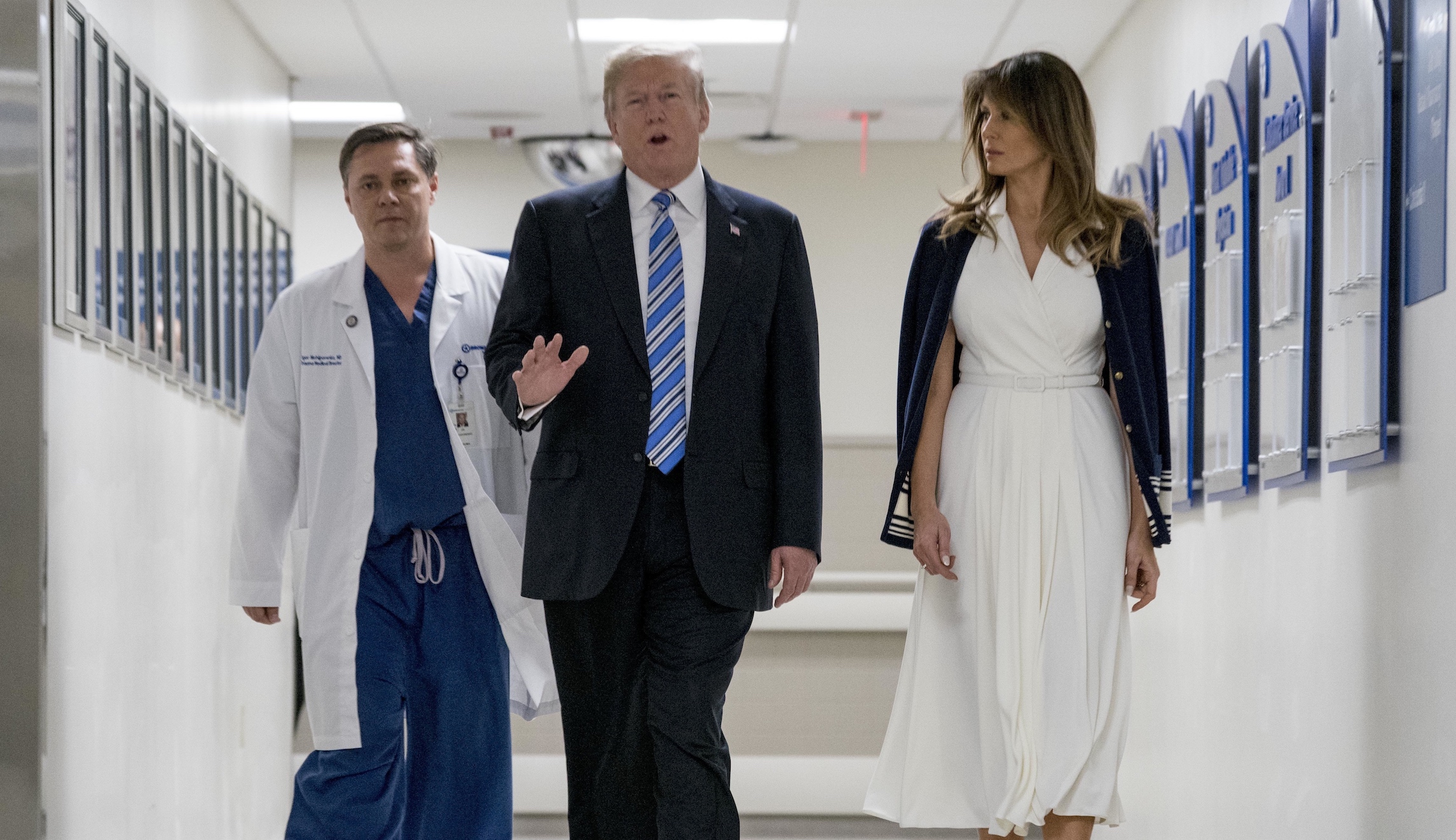 Trump and first lady visit wounded students in Florida hospital