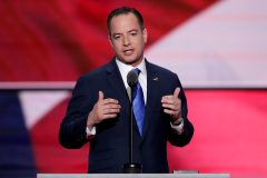 Priebus dismisses ‘garbage’ reports of friction in surprise appearance at Trump rally