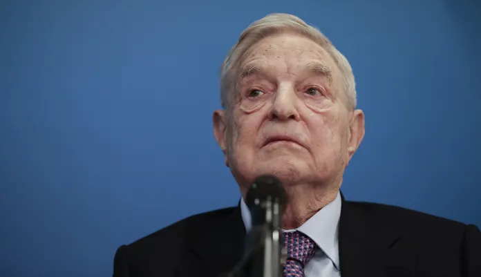 George Soros, billionaire and Democratic backer, spoke at the World Economic Forum in Davos, Switzerland on Thursday. (Jason Alden/Bloomberg)