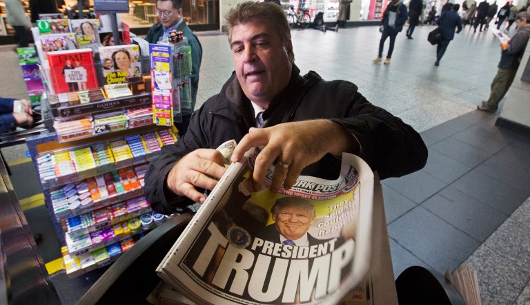 Journalists and political commentators this week recalled how they felt on election night last year and some suggested they still haven't moved on. (AP Photo/Mark Lennihan)