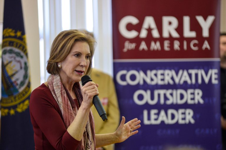 Fiorina's last hope for making the stage Saturday comes down to the polls. (Kristopher Radder/The Brattleboro Reformer via AP) MANDATORY CREDIT