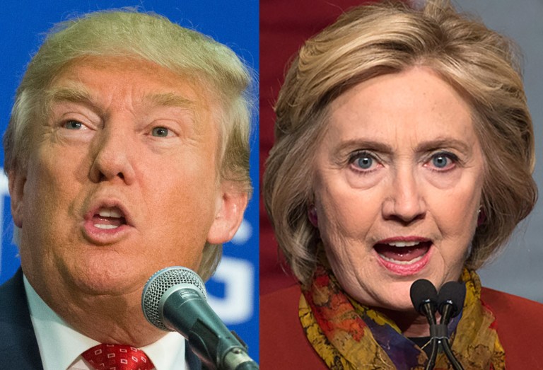 According to a new poll, Democratic presidential front-runner Hillary Clinton has a 4-point lead over Donald Trump. (AP Photos)