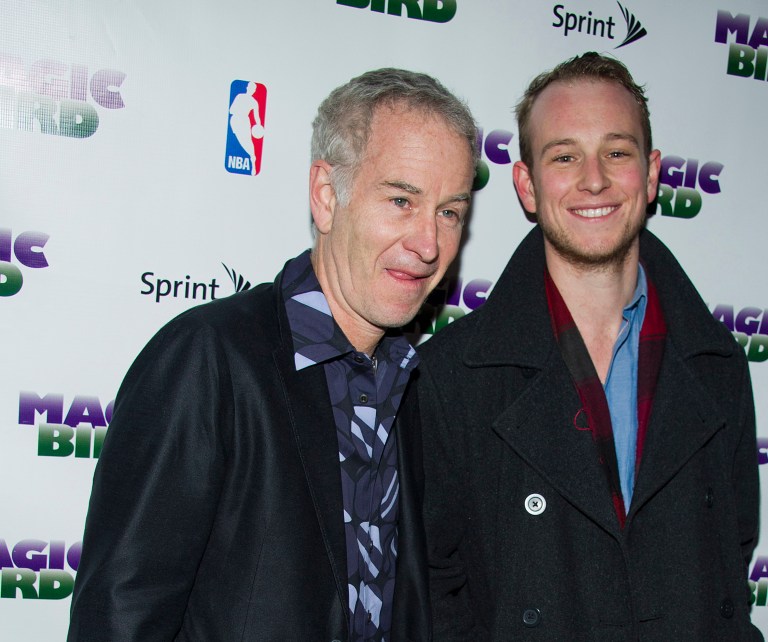 FILE - In this April 11, 2012 file photo, John McEnroe and his son Kevin arrive for the opening night performance of the Broadway play 