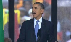 In remarks at Nelson Mandela’s funeral, Obama makes it personal