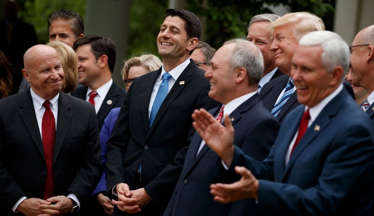 The Cook Political report shifted ratings for 20 Republican House members in the wake of the American Health Care Act's passage on Thursday, giving Democrats a boost in their push to take back the House in 2018. (AP Photo/Evan Vucci)