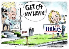 Editorial cartoon: Get off my lawn!