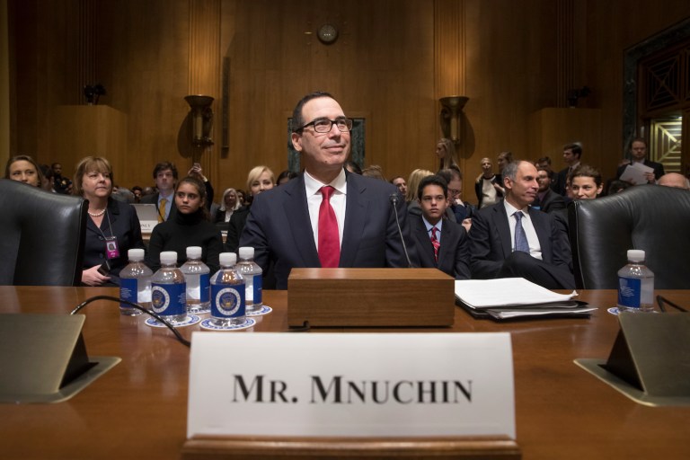 Democrats invoked a rarely used Senate rule to put off the treasury nominee's vote until Tuesday. (AP Photo/J. Scott Applewhite)