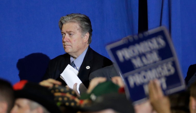 Chief White House Strategist Steve Bannon out at White House. (AP Photo/Patrick Semansky)