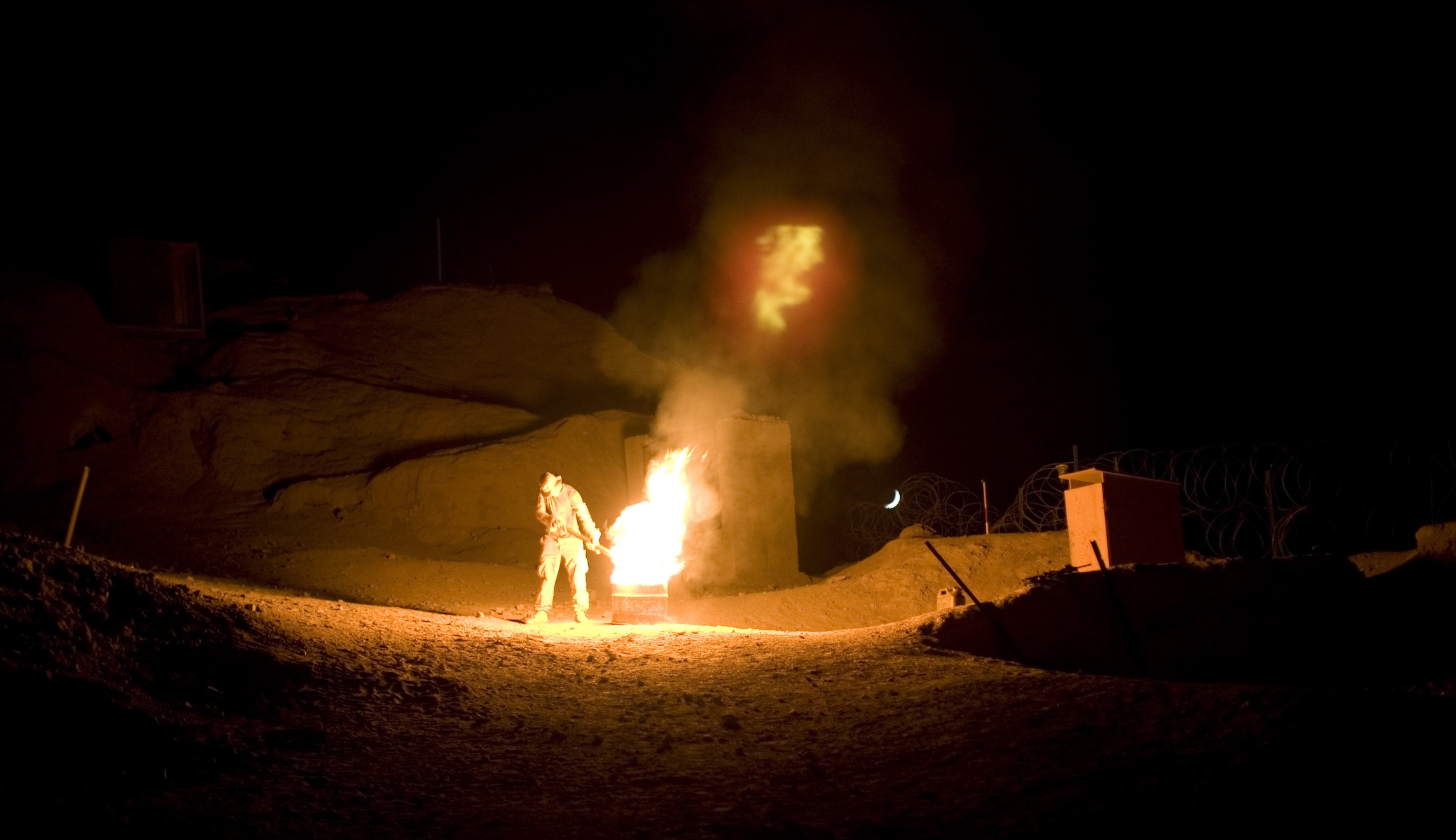 Camo and ashes in the desert