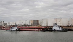 Gasoline product leaking after oil tanker collision in Houston Ship Channel
