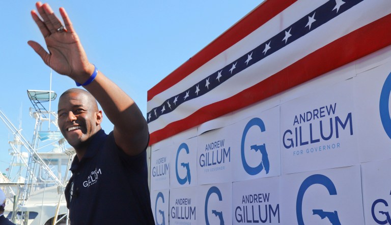 Former Florida Democratic gubernatorial candidate Andrew Gillum speaks during a watch party for the Democratic presidential debate, Wednesday, June 26, 2019, in Miami.