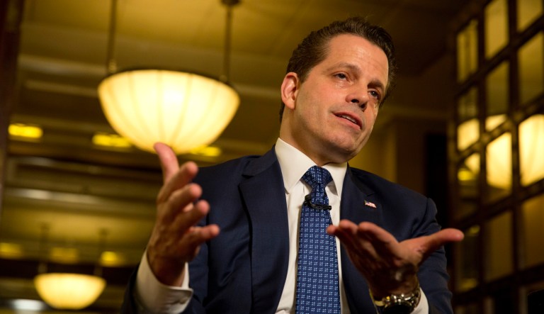 Former White House communications director Anthony Scaramucci poses for a photograph after an interview with the Associated Press in Jerusalem, Monday, Nov. 20, 2017.
