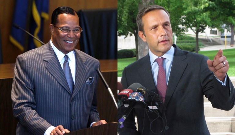 Despite the fact Twitter banned former congressional candidate Paul Nehlen, they've given a pass to Nation of Islam leader Louis Farrakhan. (AP Photos/Carlos Osorio, Scott Bauer)