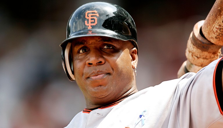 San Francisco Giants' Barry Bonds waits on deck during their baseball game against the Boston Red Sox at Fenway Park in Boston, Sunday, June 17, 2007.