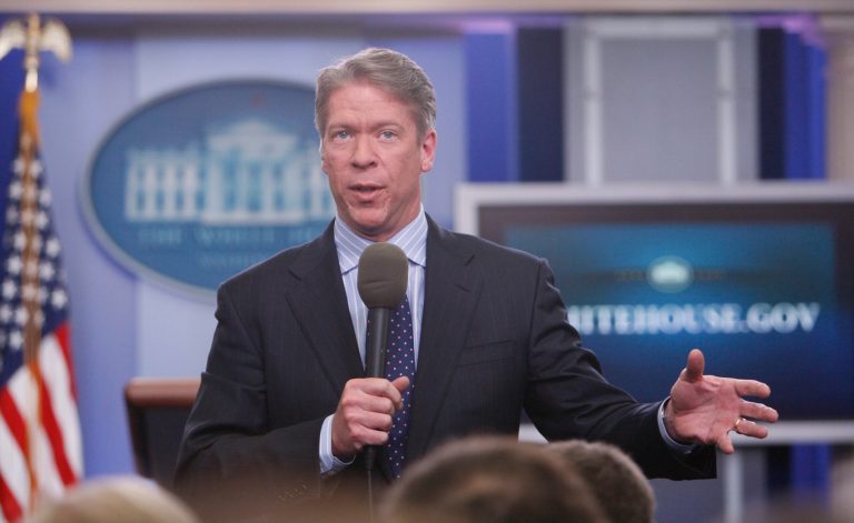 CBS Washington Correspondent Major Garrett speaks from the White House Press Briefing Room in Washington Friday, Feb. 26, 2010.