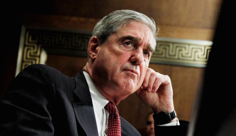 Robert Mueller sits at a hearing on Capitol Hill in D.C.