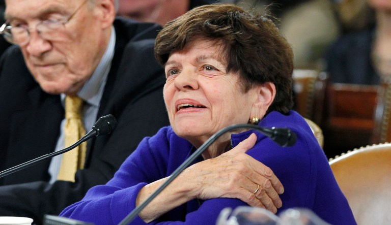 Alice Rivlin, right, a former White House budget director and recently a member of President Obama's debt commission, answers questions from the deficit supercommittee during a hearing on Capitol Hill in Washington, Tuesday, Nov. 1, 2011. At left is former Sen. Alan Simpson, R-Wyo., who co-chaired the Obama debt commission.