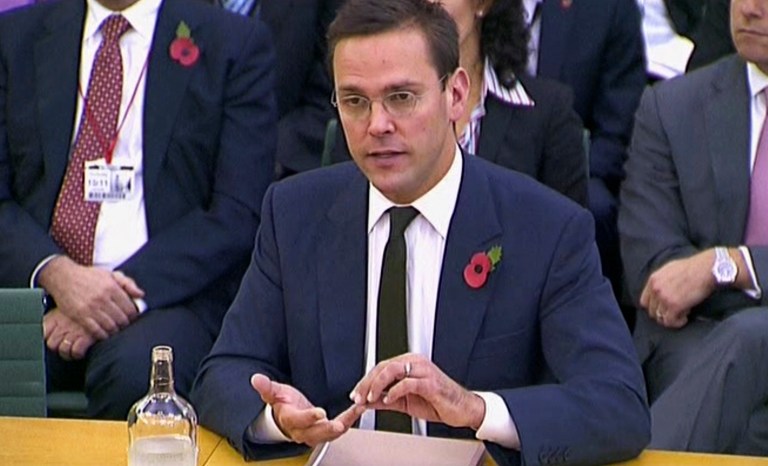 In this image made from video provided by the Parliamentary Recording Unit via APTN, News Corp. executive James Murdoch speaks in London, Thursday, Nov. 10, 2011. 