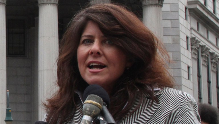 Author and political consultant Naomi Wolf speaks to reporters during a news conference.