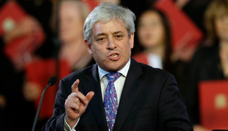 Speaker of The House of Commons John Bercow speaks at concert in the House of Commons, in London, Wednesday, July 9, 2014.