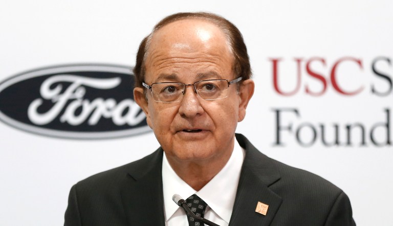 University of Southern California President C. L. Nikias speaks at an event.