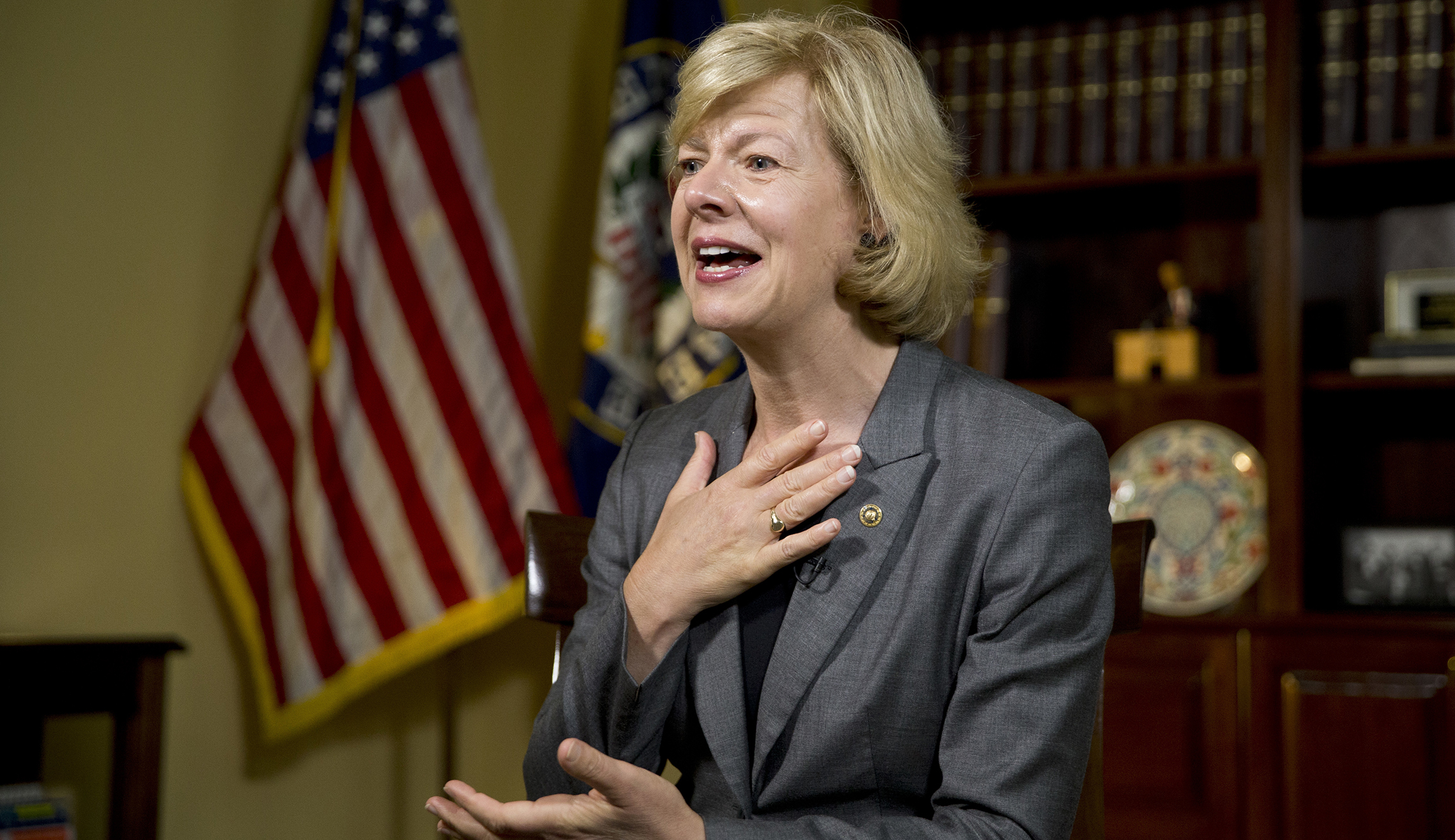 Asked about low approval ratings, Tammy Baldwin points to ‘polarization,’ Koch brothers