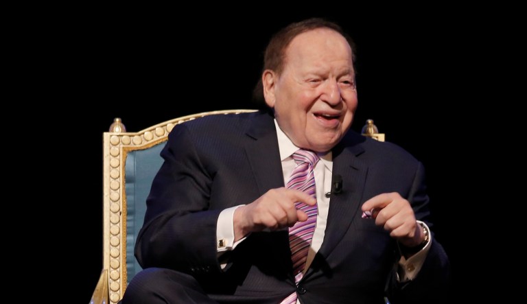 U.S. billionaire Sheldon Adelson speaks during a press conference for the opening of Parisian Macao in Macau, Tuesday, Sept. 13, 2016. Adelson was set to throw open the doors Tuesday to the French-themed Parisian Macao, the mogul's fifth property in the former Portuguese colony. 