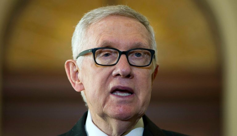Senate Minority Leader Harry Reid of Nev. speaks with the media after a meeting with Judge Merrick Garland, President Barack Obama's choice to replace the late Justice Antonin Scalia on the Supreme Court, at Capitol Hill in Washington, Wednesday, Sept. 14, 2016. 