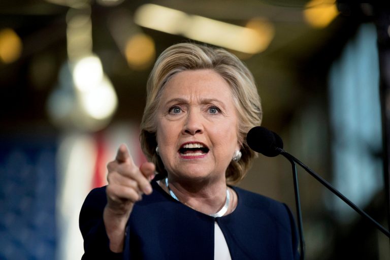 Democratic presidential candidate Hillary Clinton speaks at a rally at Eastern Market in Detroit, Friday, Nov. 4, 2016.