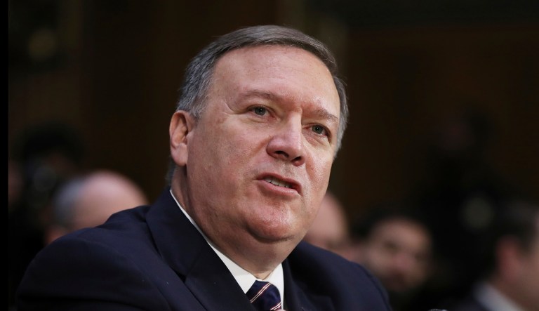 CIA Director Michael Pompeo testifies on Capitol Hill in Washington. 