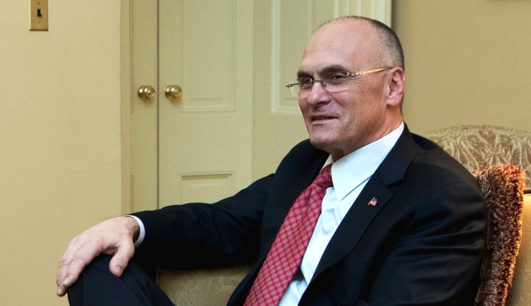 In this Jan. 5, 2017 file photo, Andy Puzder is pictured in Senate Majority Leader Mitch McConnell's office on Capitol Hill in Washington.