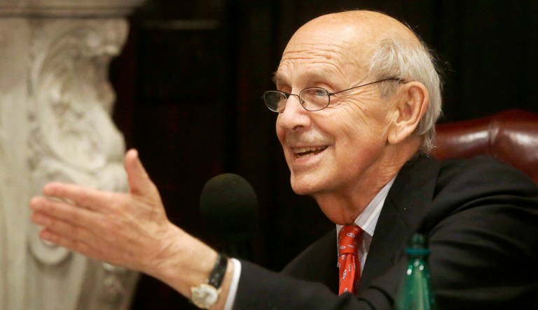 Supreme Court Justice Stephen Breyer speaks to an audience.