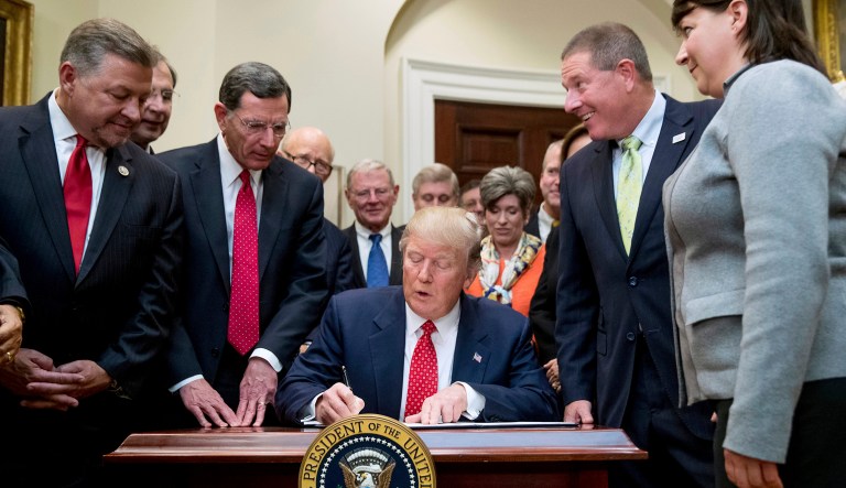 President Trump signed the Waters of the United States executive order on Feb. 28, 2017, which directs the EPA to withdraw the rule, which expands the number of waterways that are federally protected under the Clean Water Act.